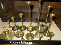Large Set of Brass Candle Holders