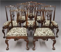 Set (8) American mahogany Chippendale style chairs