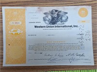 Western union stock certificate