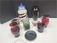 Lighthouse Cookie Jar, Vases, Scented Candles+