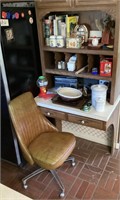 Vintage chair & contents of kitchen desk