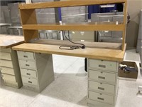 8-drawer solid wood top desk with hutch