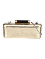 Diane Von Furstenberg Gold Leather Snap Clutch