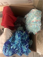 Box of scarves & women’s size 20w clothes &