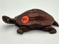HAND CARVED WOODEN TURTLE