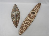 (2) PAINTED DECORATED AFRICAN WALL HANGINGS: