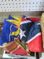 BOX OF FLAGS AND SCARVES