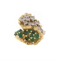 A Lady's 18K Emerald and Diamond Ring