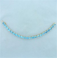 30ct TW Swiss Blue Topaz Line Bracelet in 14K Yell