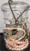 VTG Ball Jar Full of C Jewelry 2 CZ ?? Rings INC