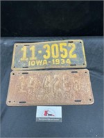 1934,1936 Iowa License Plates