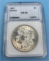 1921 Morgan silver dollar MS64 by NNC       (33)
