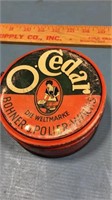O-Cedar tin and buttons