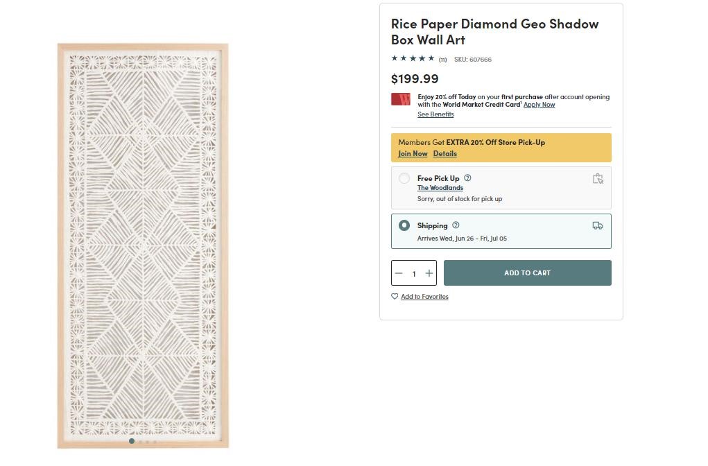 Rice Paper Diamond Geo Shadow Box Wall Art