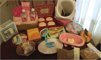 Soaps, soap dishes, mirrors, sachets,