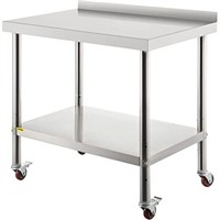 VEVOR Stainless Steel Prep Table, 30 x 24 x 35