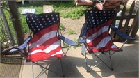 2 American flag lawn chairs