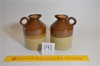 Lot of 2 Small Stoneware Jugs w/ Wooden Corks