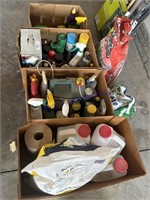 4 BOXES, 2 BAGS MISC LAWN CHEMICALS, FERTILIZER,