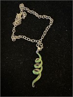 Sterling Green Spiral Necklace