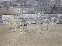 Crystal cruet bottles, salt &pepper shakers