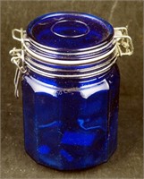Vintage Cobalt Blue 5" Locking Canister Jar