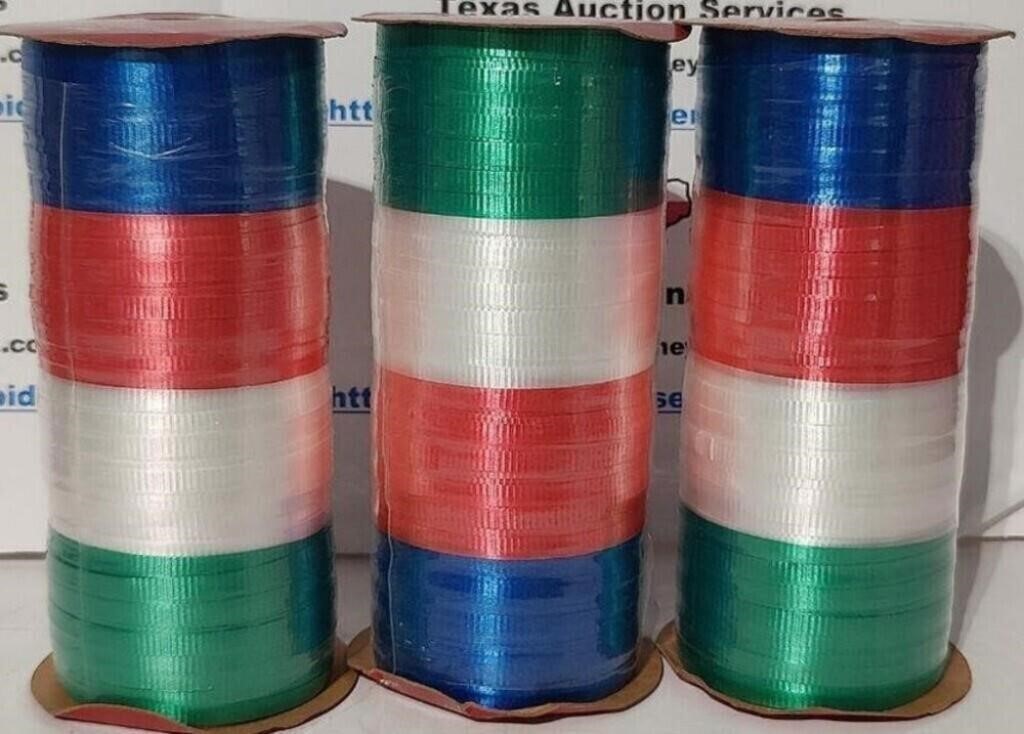 3 Rolls Curling Ribbon CHRISTMAS COLORS