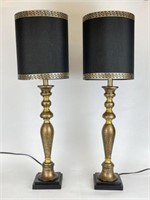 Pair of Buffet Lamps w/ Metal Accented Shades