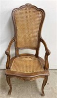 Ornately Carved Chair w/ Cane Seat and Double Back