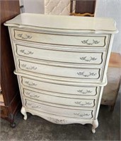 French Provincial 6 Drawer Footed Chest