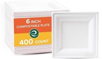 SEALED-Compostable Square Plates - 400 Pack