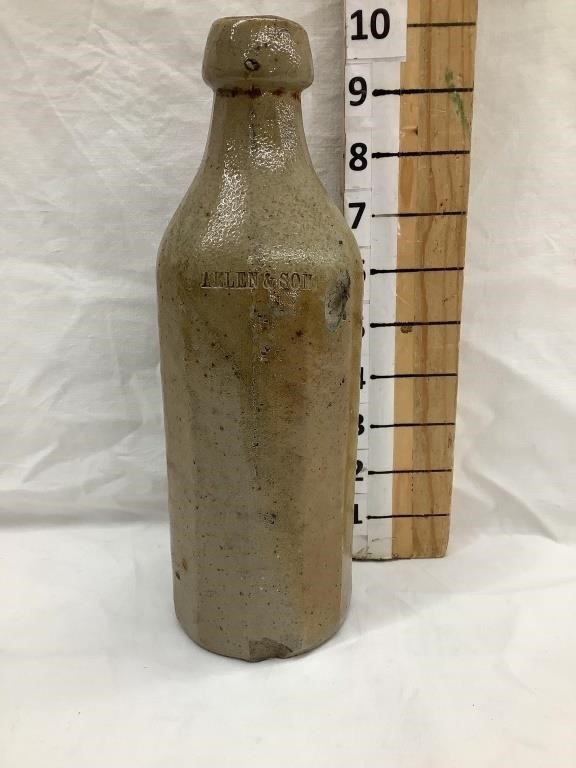 Allen & Son(Clinton Iowa) Stoneware Bottle, 10”T,