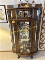 Oak Curved Glass China Cabinet