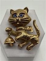 Vintage Avon Rose Gold Tone Kitty Cat Pin