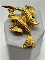 Vintage Gold Tone Koi Pisces Figural Fish Pin