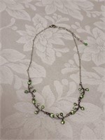 15" SILVER & CRYSTAL NECKLACE COULD NOT FIND MARK