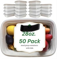 50 PACK OF WHITE PLASTIC MEAL PREP CONTAINERS