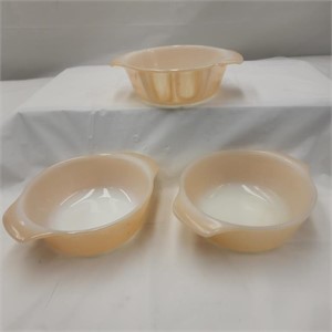 3 Fire-King Anchor Hocking Oven Ware Bowls
