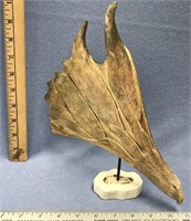 11" fossilized antler carved into a flying eagle,