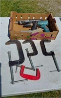 4 C CLAMPS AND 3 PNEUMATIC TOOLS