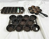 Assortment of cast iron pans