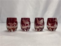 4 VINTAGE EGERMANN CZECH REPUBLIC BOHEMIAN RUBY