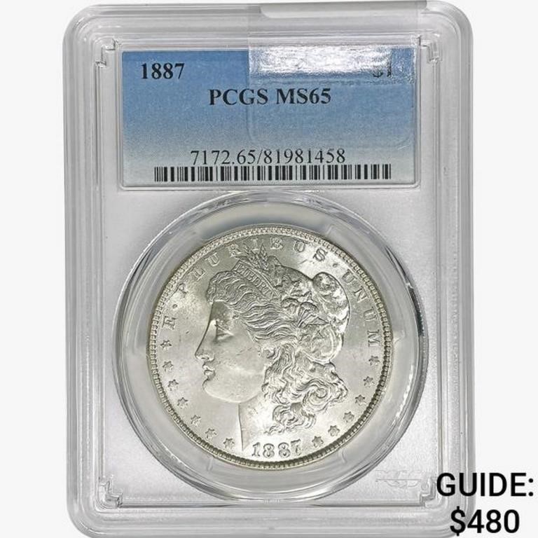 1887 Morgan Silver Dollar PCGS MS65