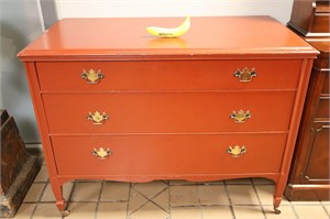 Vtg. Painted 3-Drawer Chest on Casters