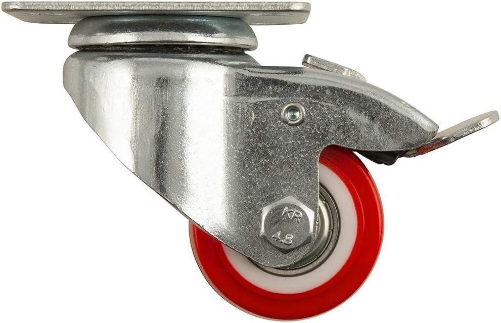 2" Caster Wheel + Brake, 110-lb. Capacity, Red