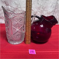 Vt Imperial Glass&Red Ball Glass Pitcher