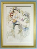 FRAMED AND MATTED WATERCOLOR STILL LIFE OF FEMALE