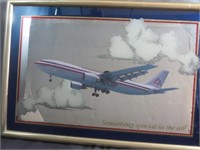 American Airlines Framed Mirror Approx 13x19"