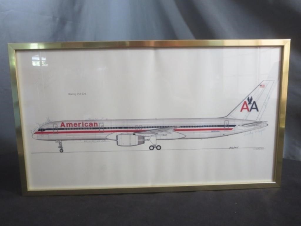 Autographed American Airlines Framed Boeing
