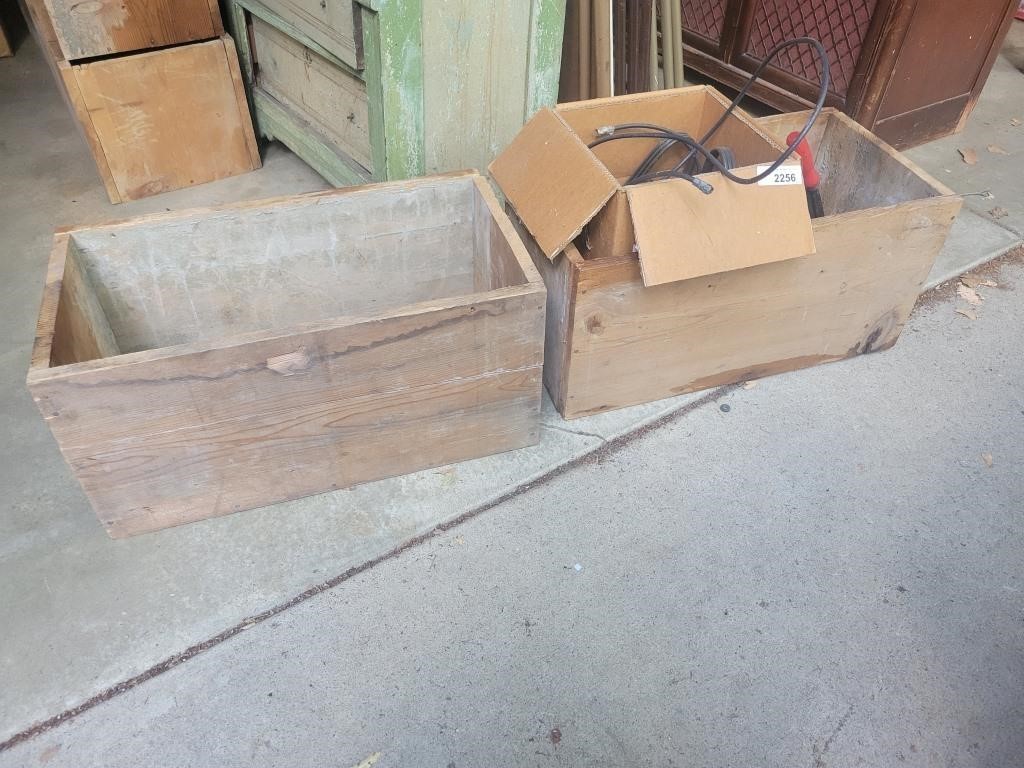 2 Wood Boxes Incl Vintage Paper Cutter,